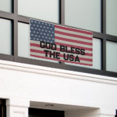 4 JULI FEESTBANNER GOD ZEGEN DE VS SPANDOEK (Buitenkant Gebouw)