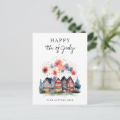 4 juli Feestelijk Huis Vuurwerk Realty Feestdagenkaart (Staand voorkant)