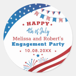 4 juli Feestelijke Party Rood Wit Blauw Aangepast Ronde Sticker