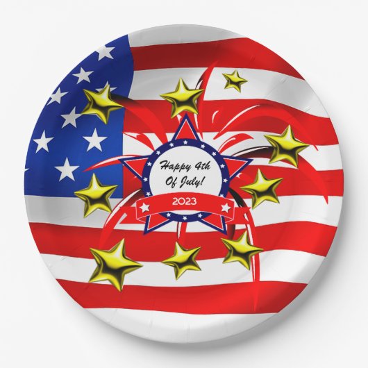 4 juli Feestfeest Papier Borden Papieren Bordje (Voorkant)