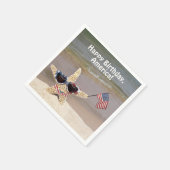 4 juli feestje zeester met vlag servet (Hoek)