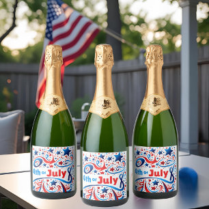 4 juli Feestlabels   Verenigde Staten Stars & Stri Sparkling Wijnetiket