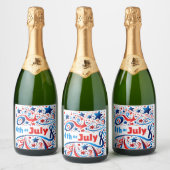 4 juli Feestlabels | Verenigde Staten Stars & Stri Sparkling Wijnetiket (Flessen)