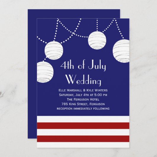 4 juli Feestlantaarns Bruiloft Uitnodiging (Voorkant / Achterkant)