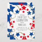 4 juli-feeststerren nep gouden spiralen kaart (Voorkant / Achterkant)