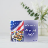 4 juli Feestuitnodiging, Burgers & Vlag Kaart (Staand voorkant)