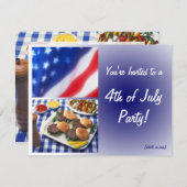 4 juli Feestuitnodiging, Burgers & Vlag Kaart (Voorkant / Achterkant)