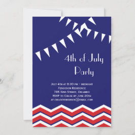 4 juli Feestuitnodiging met Chevrons & Vlaggen Kaart