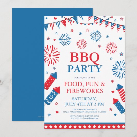 4 juli festivae barbecue grens lijst kaart (Voorkant / Achterkant)