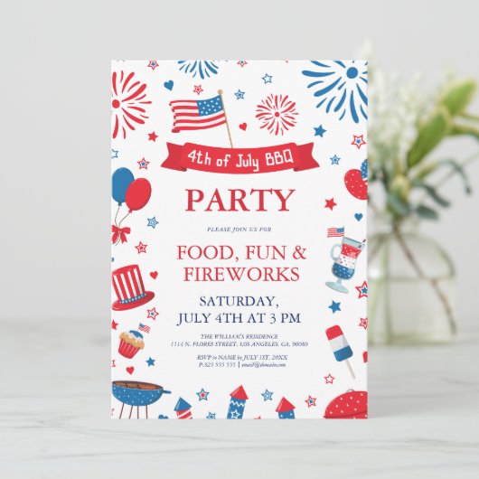 4 juli festival barbecue randframe kaart (Staand voorkant)