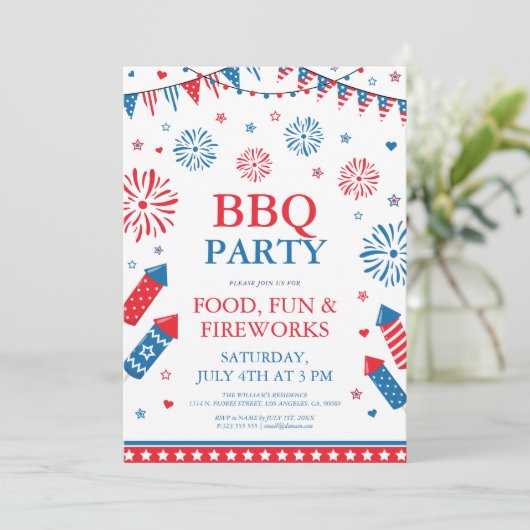 4 juli festival barbecue randframe kaart (Staand voorkant)