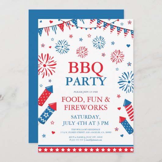 4 juli festival barbecue randframe kaart (Voorkant / Achterkant)