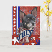 4 juli Firecracker - Chihuahua Kaart (Gele Bloem)