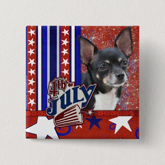4 juli Firecracker - Chihuahua Vierkante Button 5,1 Cm (Voorkant)