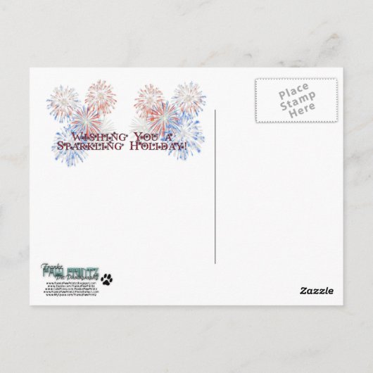 4 juli Firecracker - Corgi Briefkaart (Achterkant)