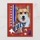 4 juli Firecracker - Corgi Briefkaart (Voorkant)