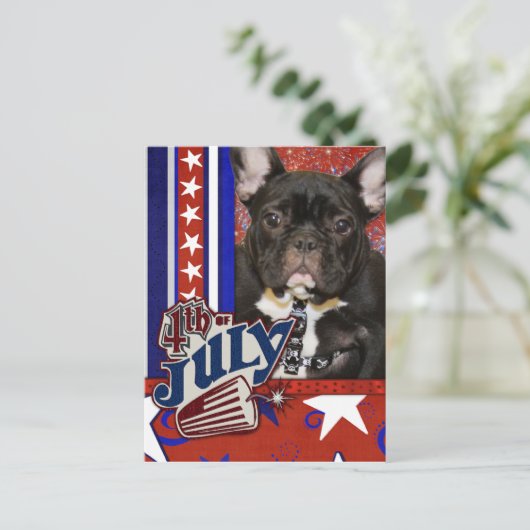 4 juli Firecracker - Franse Bulldog Briefkaart (Staand voorkant)