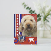 4 juli Firecracker - GoldenDoodle Briefkaart (Staand voorkant)