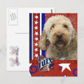 4 juli Firecracker - GoldenDoodle Briefkaart (Voorkant / Achterkant)