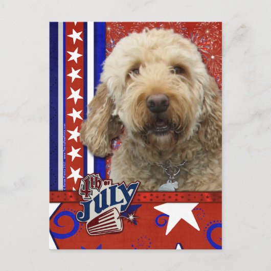 4 juli Firecracker - GoldenDoodle Briefkaart (Voorkant)