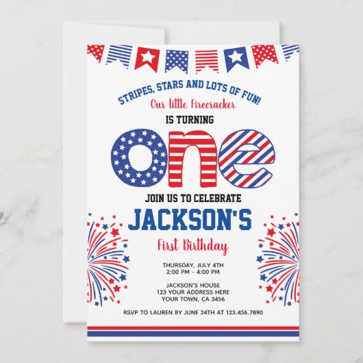 4 juli, Firecracker Kaart (Voorkant)