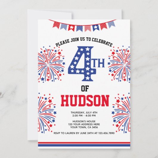 4 juli, Firecracker Kaart (Voorkant)