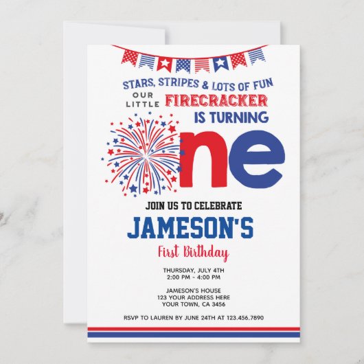 4 juli, Firecracker Kaart (Voorkant)