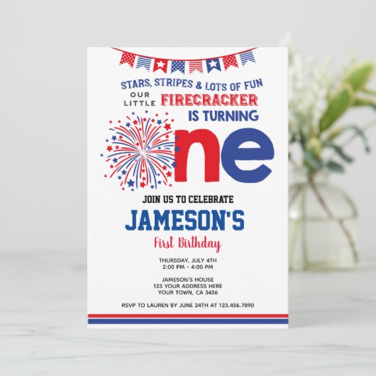 4 juli, Firecracker Kaart (Staand voorkant)