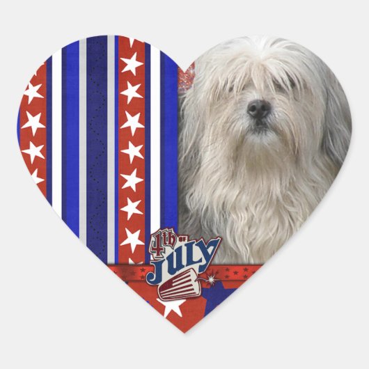 4 juli Firecracker - Lowchen Hart Sticker (Voorkant)