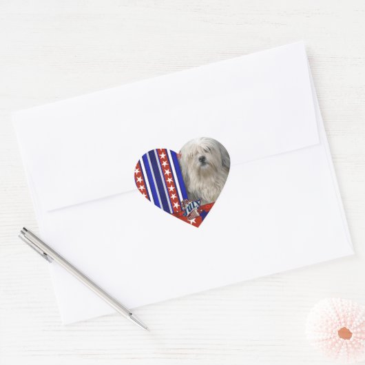 4 juli Firecracker - Lowchen Hart Sticker (Envelop)