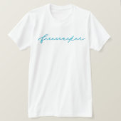 4 juli Firecracker Minimalist Blue Script T-shirt (Design voorkant)