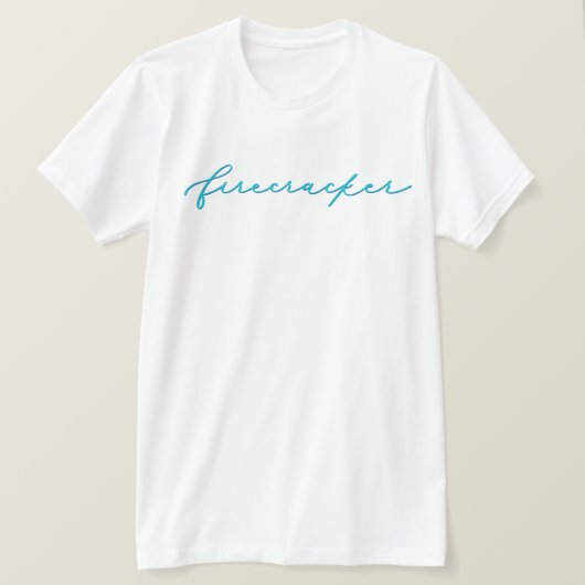 4 juli Firecracker Minimalist Blue Script T-shirt (Design voorkant)