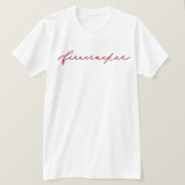 4 juli Firecracker Minimalist Red Script T-shirt (Design voorkant)