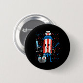 4 juli Firecracker Nurse Funny America Scrub Ronde Button 5,7 Cm (Voorkant /achterkant)