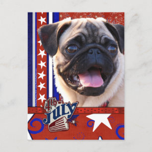 4 juli Firecracker - Pug Briefkaart