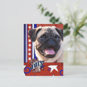 4 juli Firecracker - Pug Briefkaart (Staand voorkant)