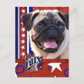 4 juli Firecracker - Pug Briefkaart (Voorkant)