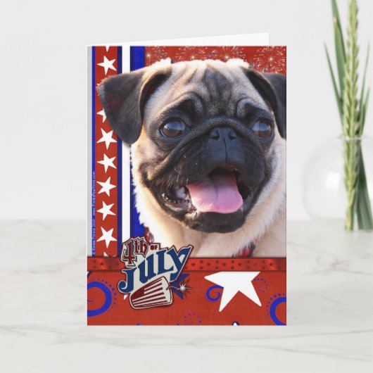4 juli Firecracker - Pug Kaart (Voorkant)