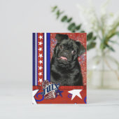 4 juli Firecracker - Pug - Ruffy Briefkaart (Staand voorkant)