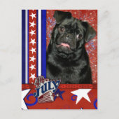 4 juli Firecracker - Pug - Ruffy Briefkaart (Voorkant)