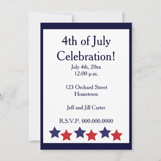 4 juli Firecracker Red, White en Blue Kaart (Achterkant)