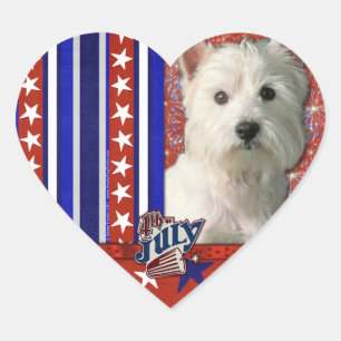 4 juli Firecracker - West Highland Terrier Hart Sticker