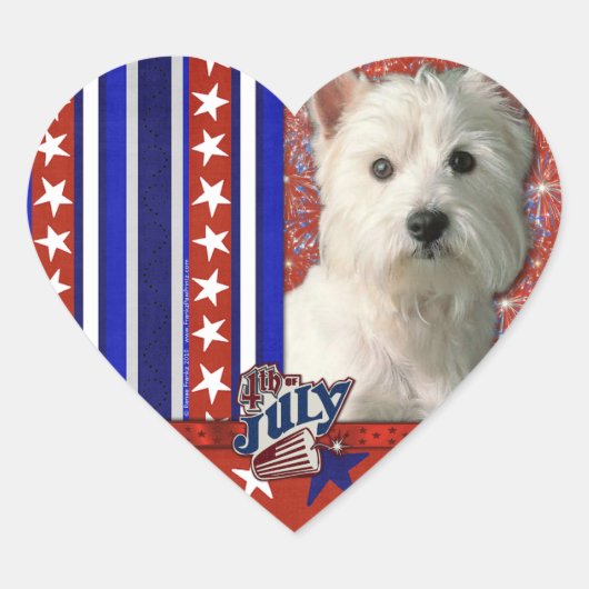 4 juli Firecracker - West Highland Terrier Hart Sticker (Voorkant)