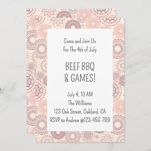 4 juli Firecrackers Onafhankelijkheidsdag BBQ Kaart (Voorkant / Achterkant)