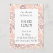 4 juli Firecrackers Onafhankelijkheidsdag BBQ Uitnodiging Briefkaart (Voorkant)