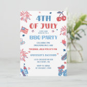 4 juli Fireworks BBQ Uitnodiging (Staand voorkant)