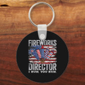 4 juli Fireworks Director Ik run You Run Mannen B Sleutelhanger (Voorkant)