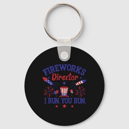 4 juli Fireworks Director Ik run You Run Mannen B Sleutelhanger (Voorkant)