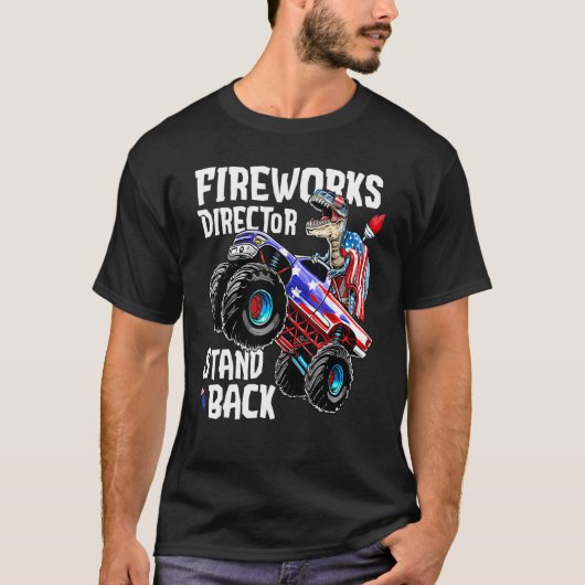 4 juli Fireworks Director Rex Monster Truck K T-shirt (Voorkant)