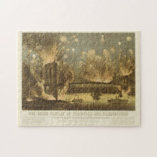 4 juli Fireworks op The Brooklyn Bridge Legpuzzel